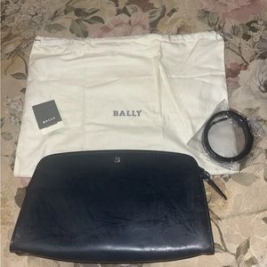 NWT Bally Genuine Leather  Navy clutch bag scratched on one side